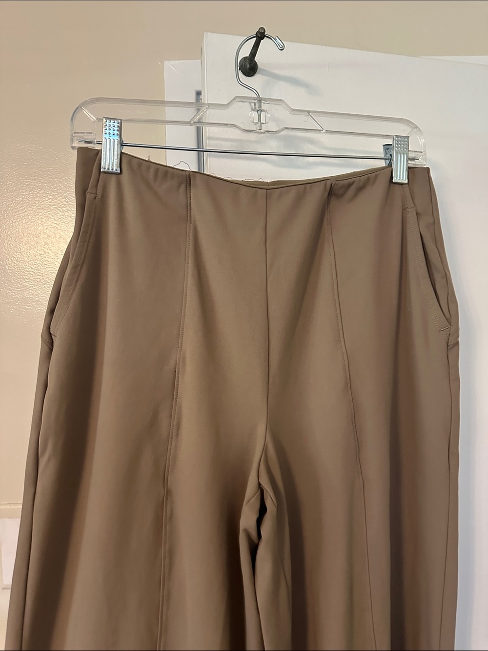 Stretchy Wide Leg Taupe Dress Pants - Picture 3 of 6